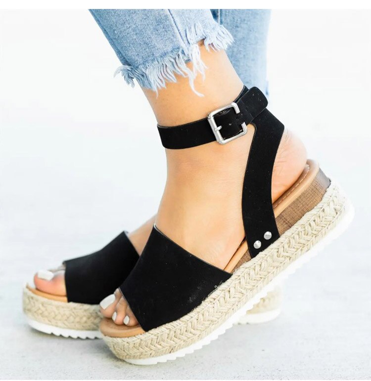 Women Sandals Soft Leather Wedges Shoes Women Espadrilles Platform ...