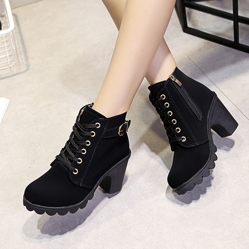 Women High Heel Boots Fashion Ankle Boots For Women Boots 2018 Winter ...