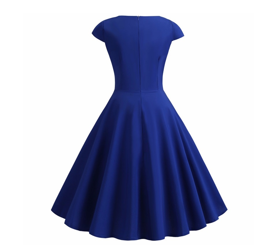 Summer Dress Women 2019 Short Sleeve Hepburn 50s 60s Vintage Pin Up ...