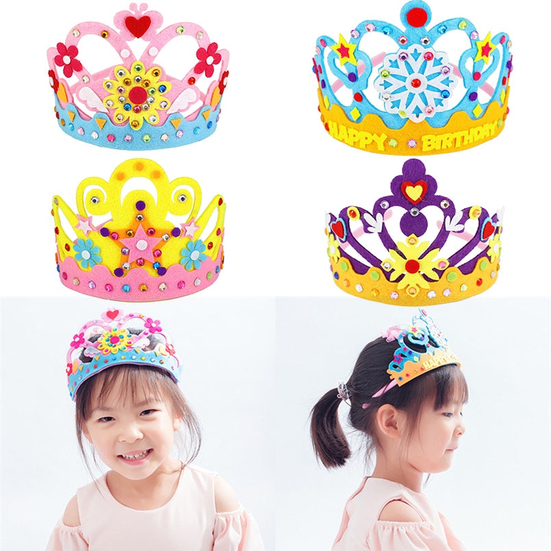 3PCS/set Non-woven DIY Crown Hat Princess Headwear Toy Handmade ...