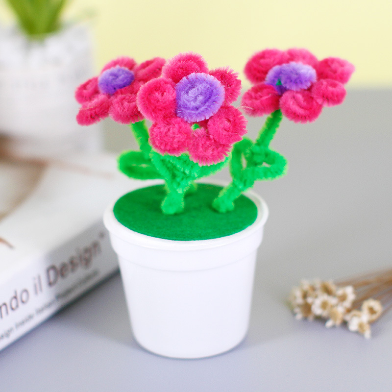 Diy Flower Pot Multicolour Chenille Stems Pipe Cleaners Handmade ...