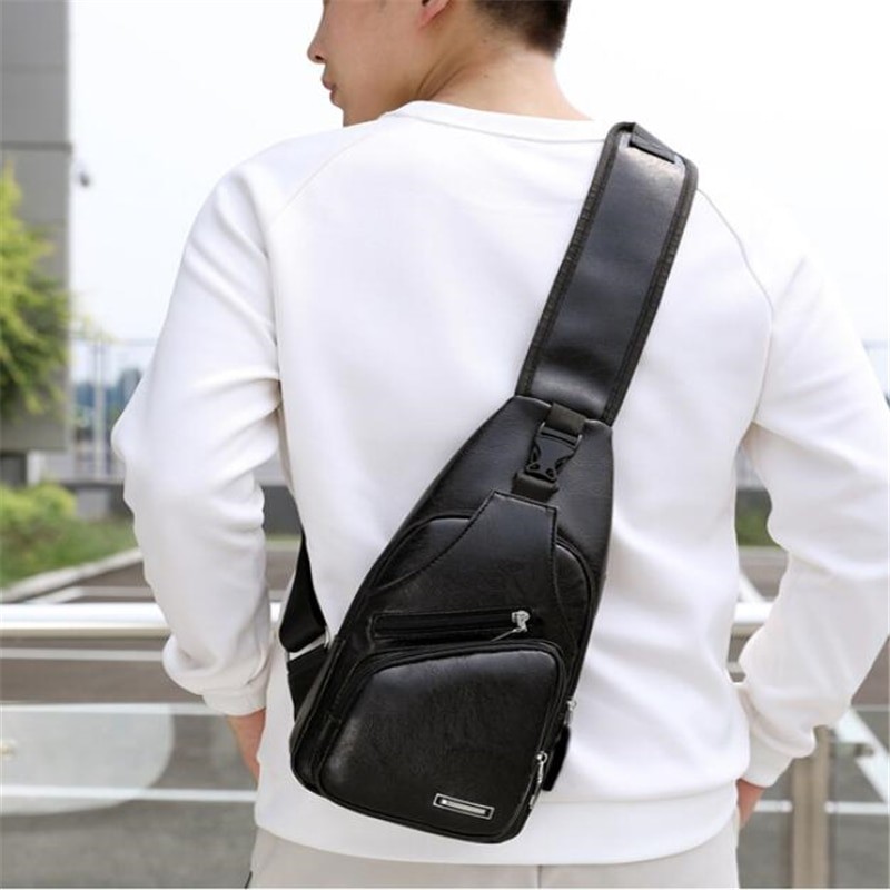 Male Shoulder Bag USB Charging Crossbody Chest Bag For Men Anti Theft ...
